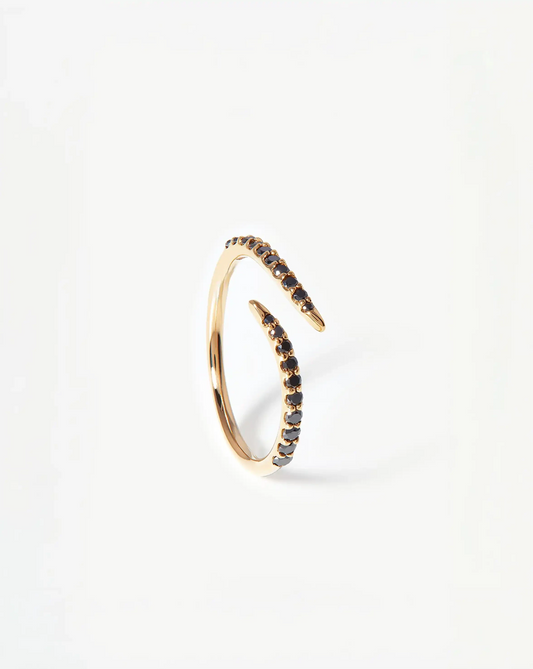 Solid Gold Open Claw Ring | 9ct Solid Yellow Gold/Black Diamond