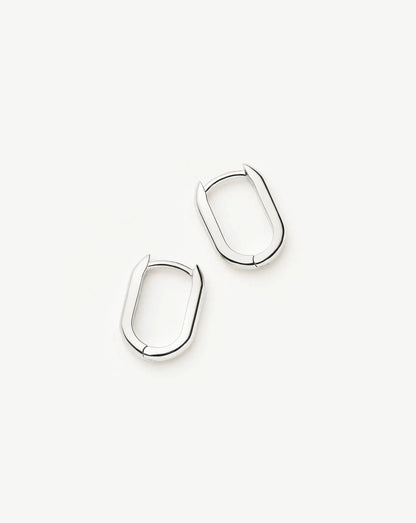 Solid Gold Ovate Mini Hoop Earrings | 9ct Solid White Gold