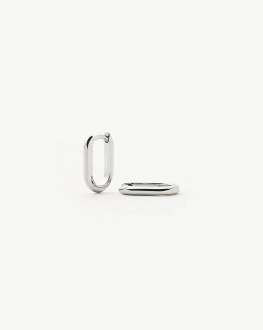 Solid Gold Ovate Mini Hoop Earrings | 9ct Solid White Gold