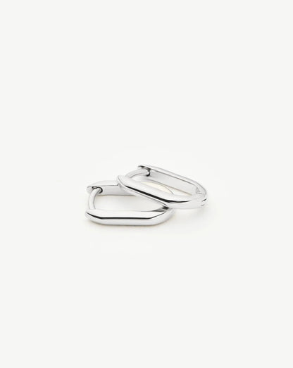Solid Gold Ovate Mini Hoop Earrings | 9ct Solid White Gold