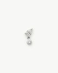 Solid Gold Pear Diamond Charm Flat Back Stud Earring | 9ct Solid White Gold