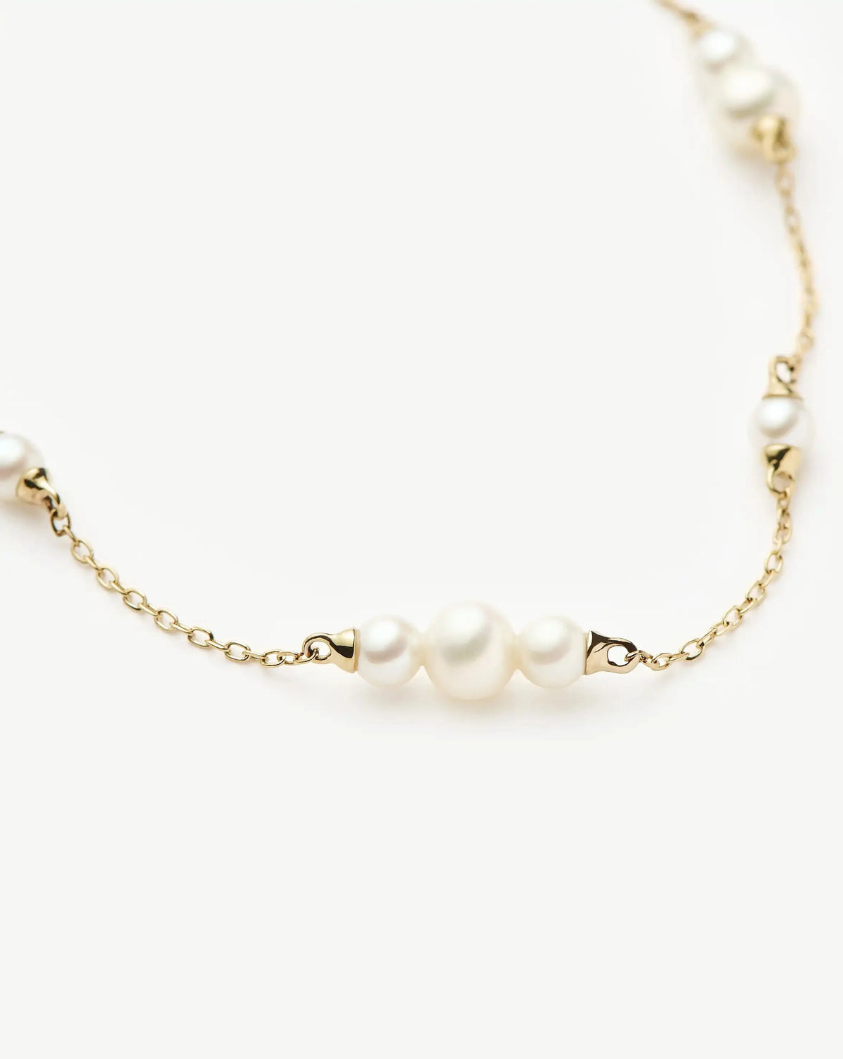 Solid Gold Pearl Chain Bracelet | 14ct Solid Gold/Pearl