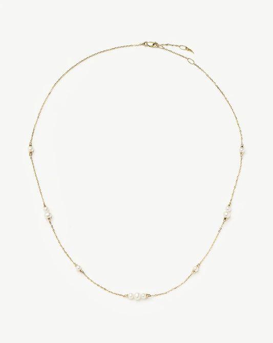Solid Gold Pearl Chain Necklace | 14ct Solid Gold/Pearl