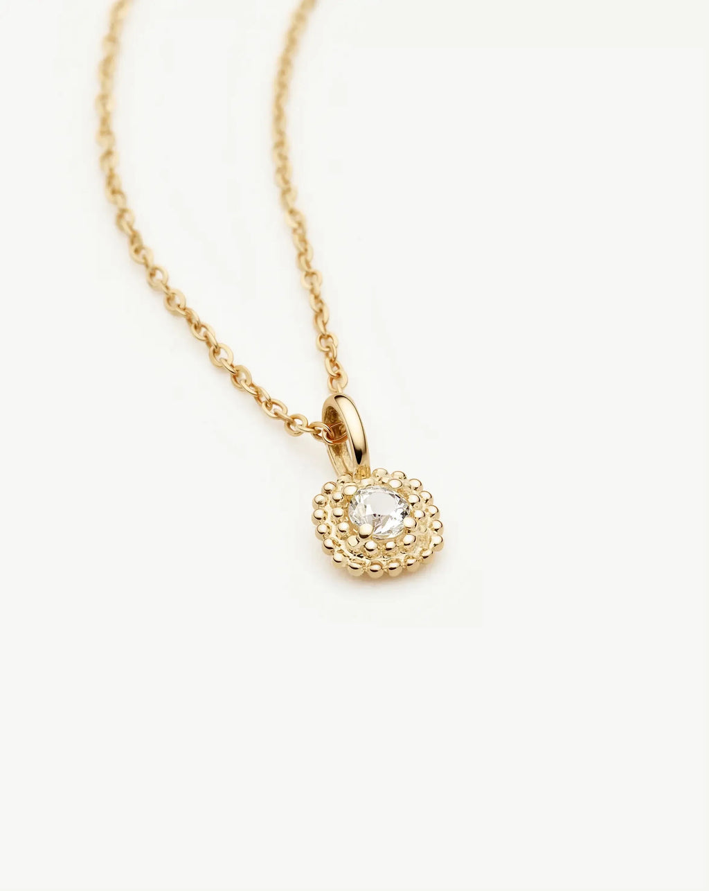 Solid Gold Sapphire Baya Pendant Necklace | 9ct Solid Yellow Gold/Lab Grown White Sapphire