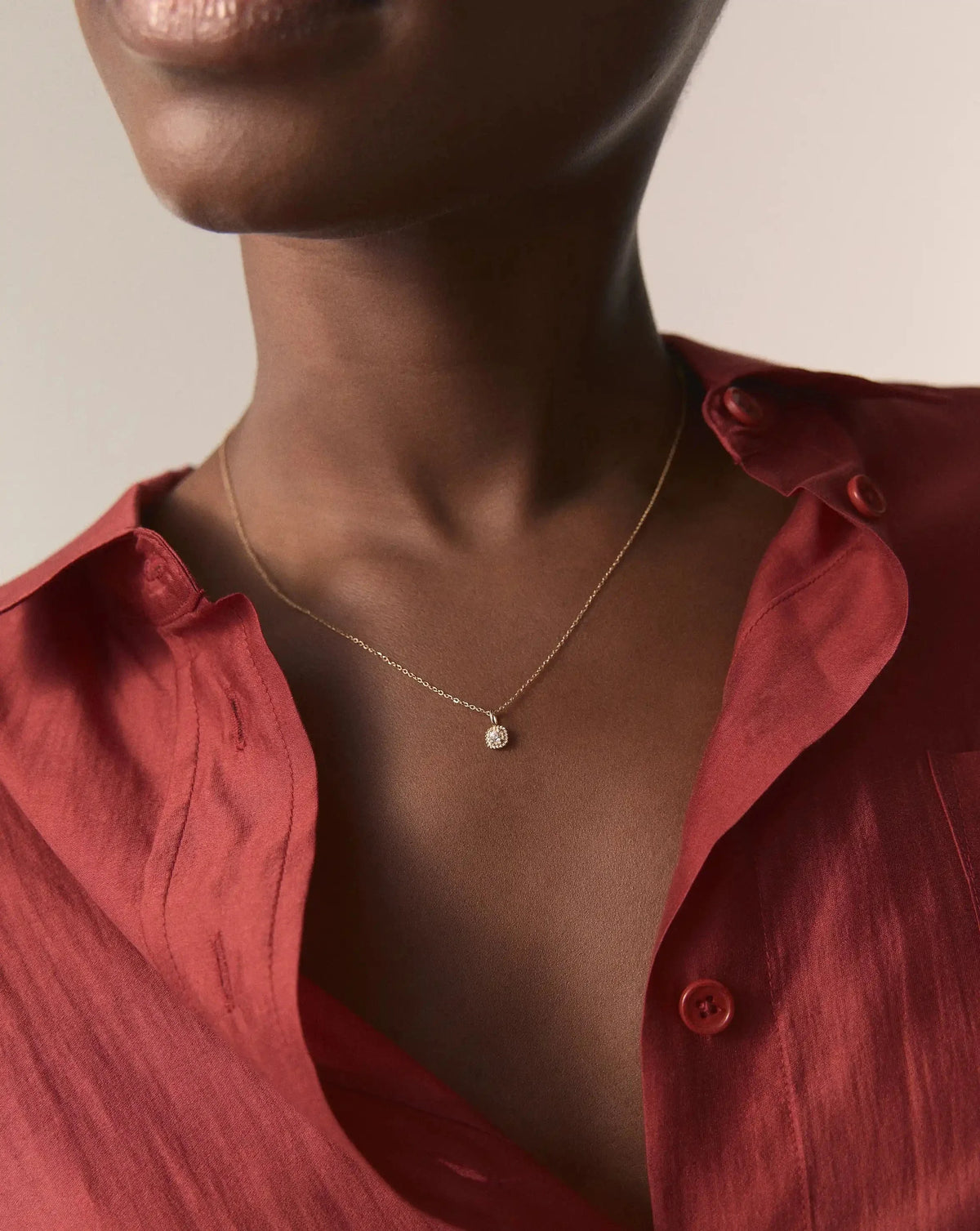 Solid Gold Sapphire Baya Pendant Necklace | 9ct Solid Yellow Gold/Lab Grown White Sapphire