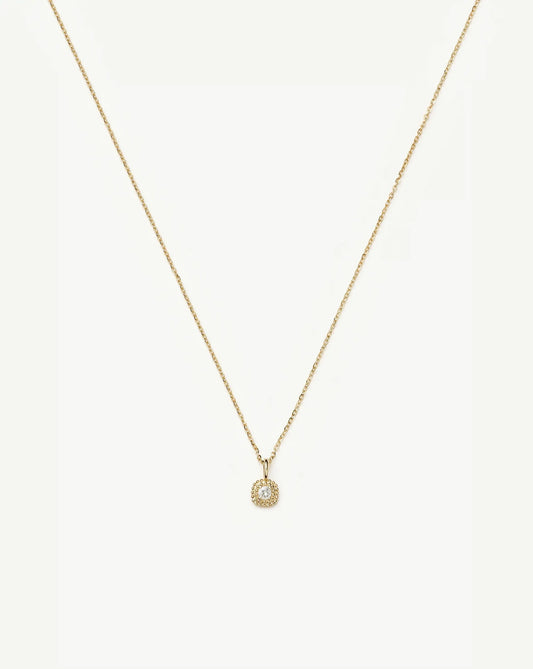 Solid Gold Sapphire Baya Pendant Necklace | 9ct Solid Yellow Gold/Lab Grown White Sapphire