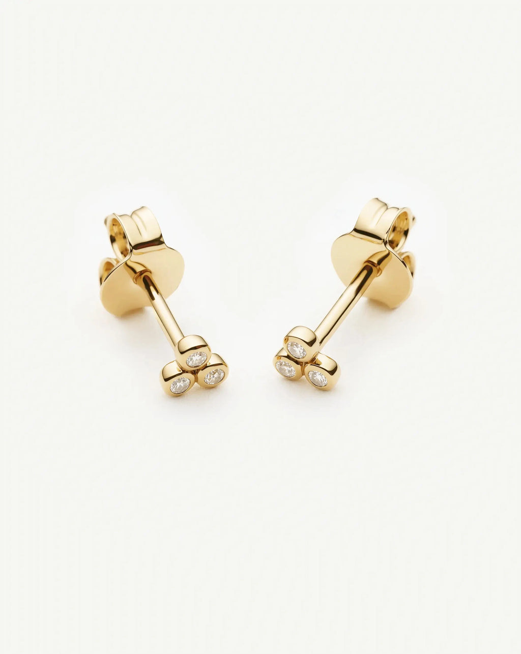 Solid Gold Sapphire Trio Stud Earrings | 9ct Solid Yellow Gold/Cubic Zirconia