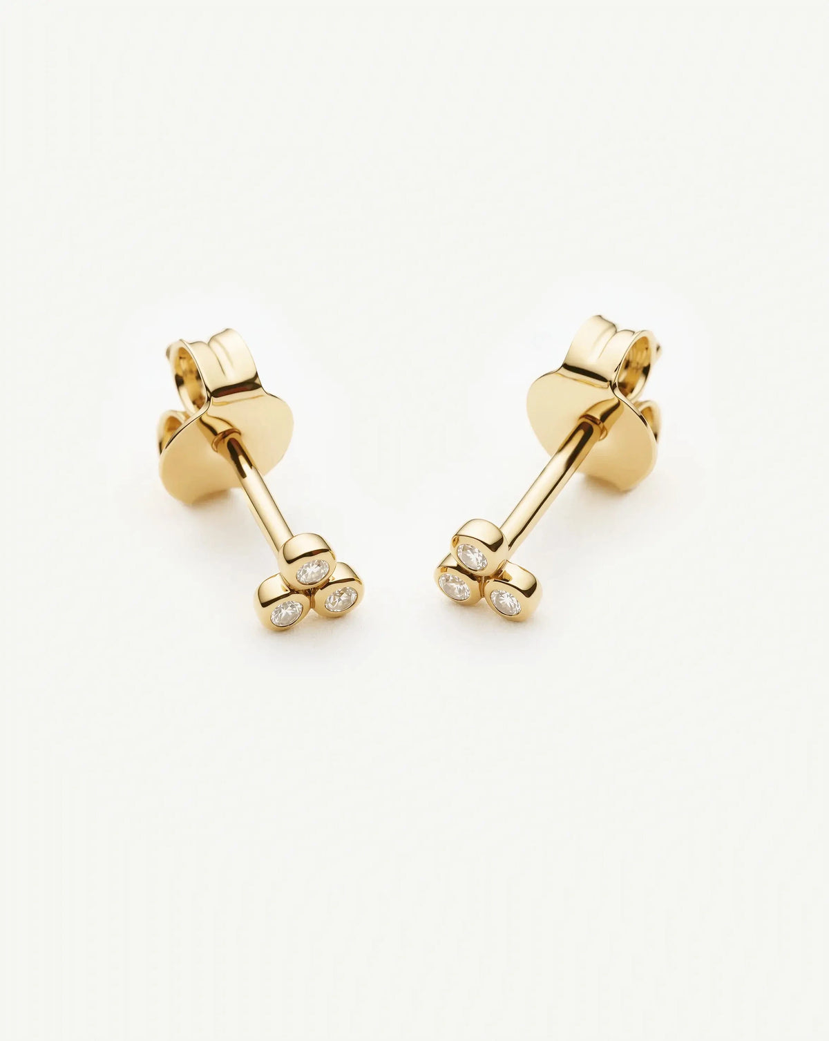 Solid Gold Sapphire Trio Stud Earrings | 9ct Solid Yellow Gold/Cubic Zirconia