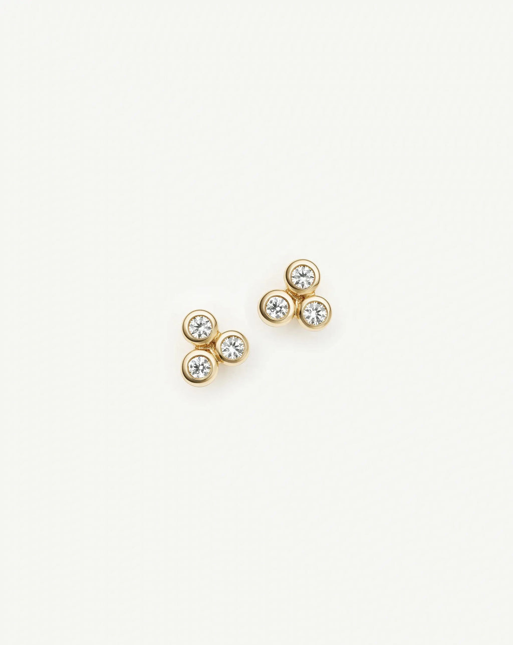 Solid Gold Sapphire Trio Stud Earrings | 9ct Solid Yellow Gold/Cubic Zirconia