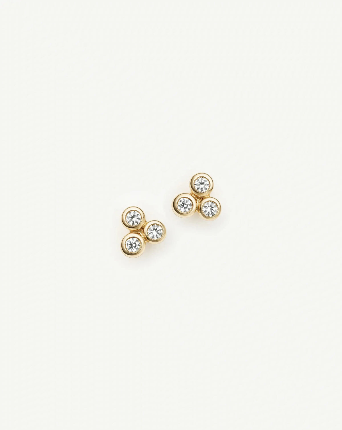 Solid Gold Sapphire Trio Stud Earrings | 9ct Solid Yellow Gold/Cubic Zirconia