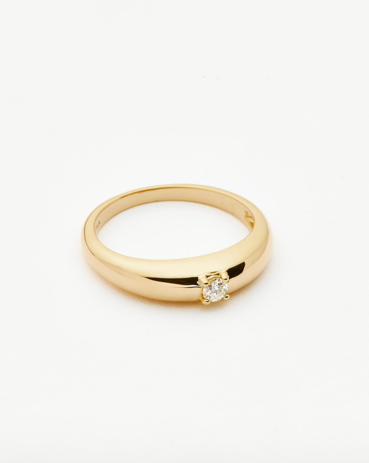 Solid Gold Single Diamond Classic Dome Ring | 9ct Solid Yellow Gold/Diamond