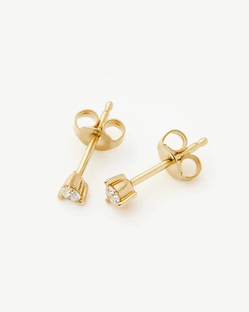 Solid Gold Small Solitaire Diamond Stud Earrings | 9ct Solid Yellow Gold
