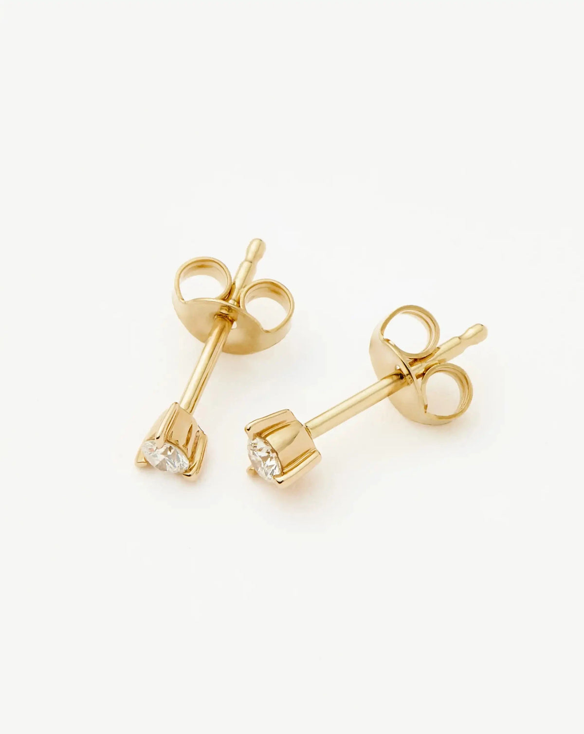 Solid Gold Small Solitaire Diamond Stud Earrings | 9ct Solid Yellow Gold