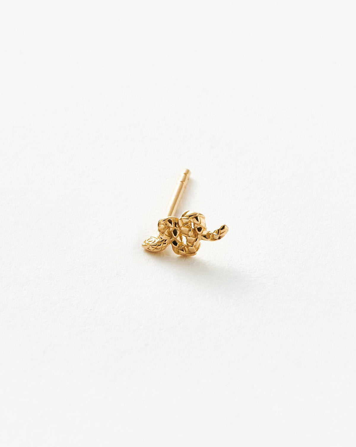 Solid Gold Snake Single Stud Earring