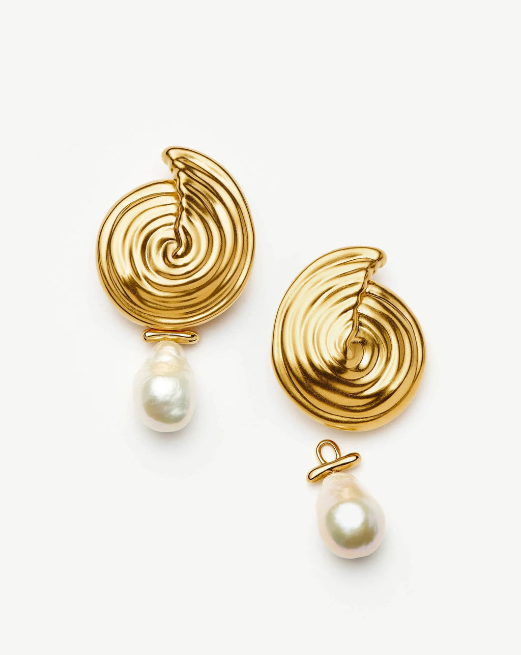 Spiral Detachable Pearl Drop Earrings | 18ct Gold Plated