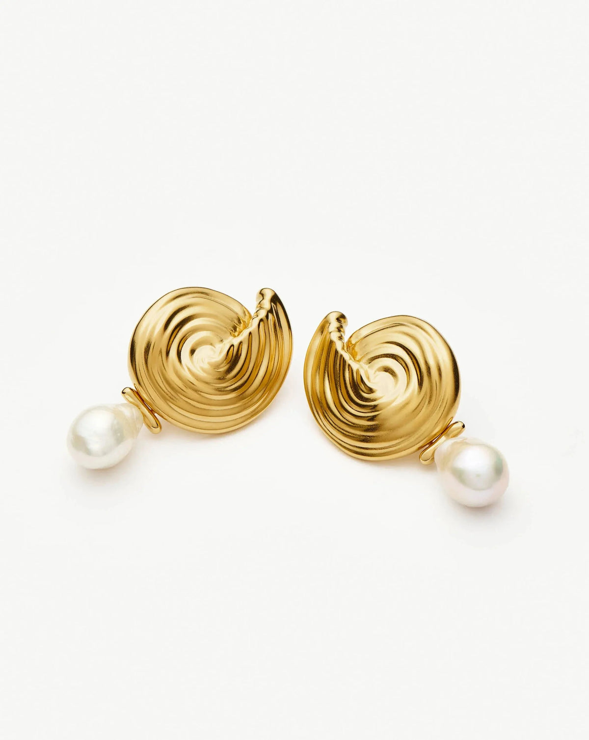 Spiral Detachable Pearl Drop Earrings | 18ct Gold Plated