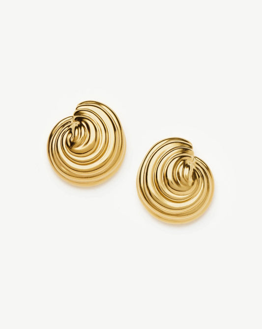 Spiral Dome Oversized Stud Earrings | 18ct Gold Plated