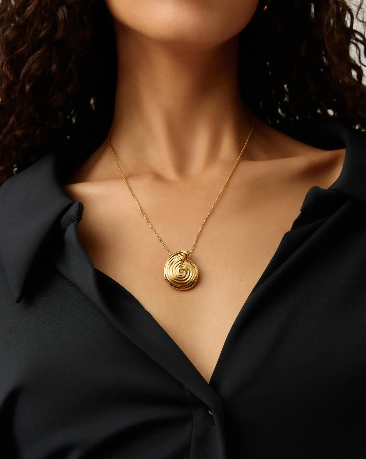 Spiral Large Pendant Necklace | 18ct Gold Plated