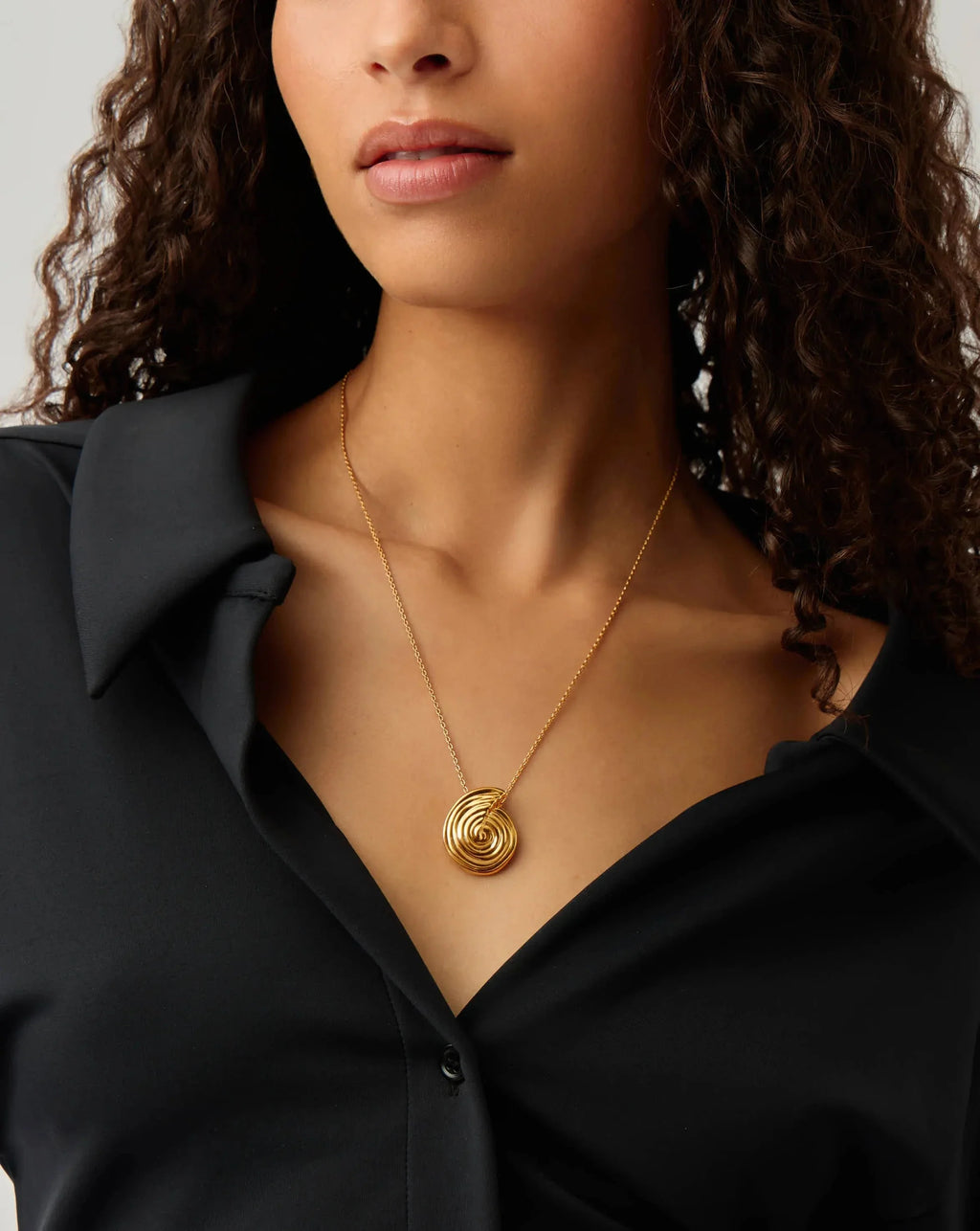 Spiral Large Pendant Necklace | 18ct Gold Plated