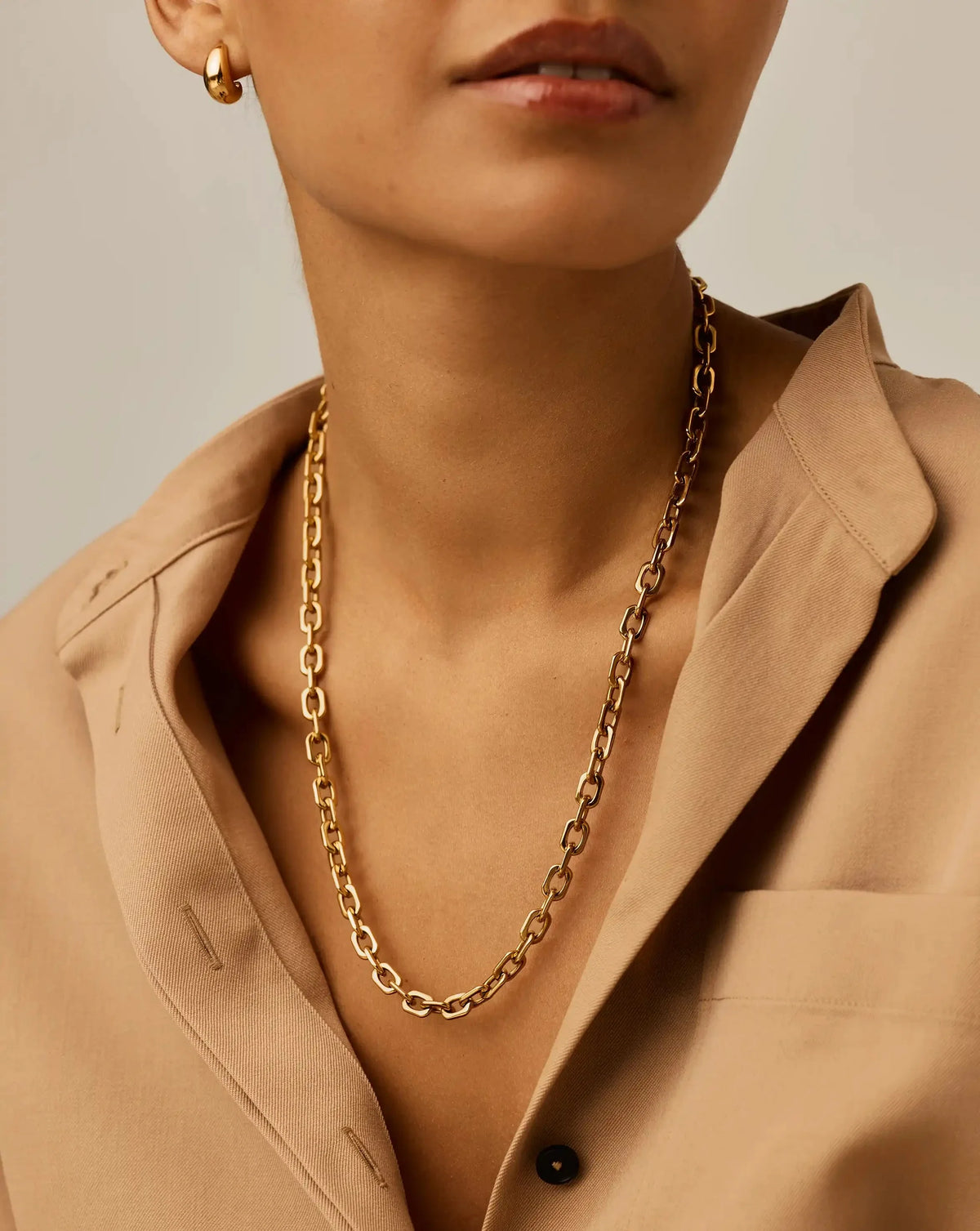 Square Paperclip Chain Necklace | 18ct Gold Plated