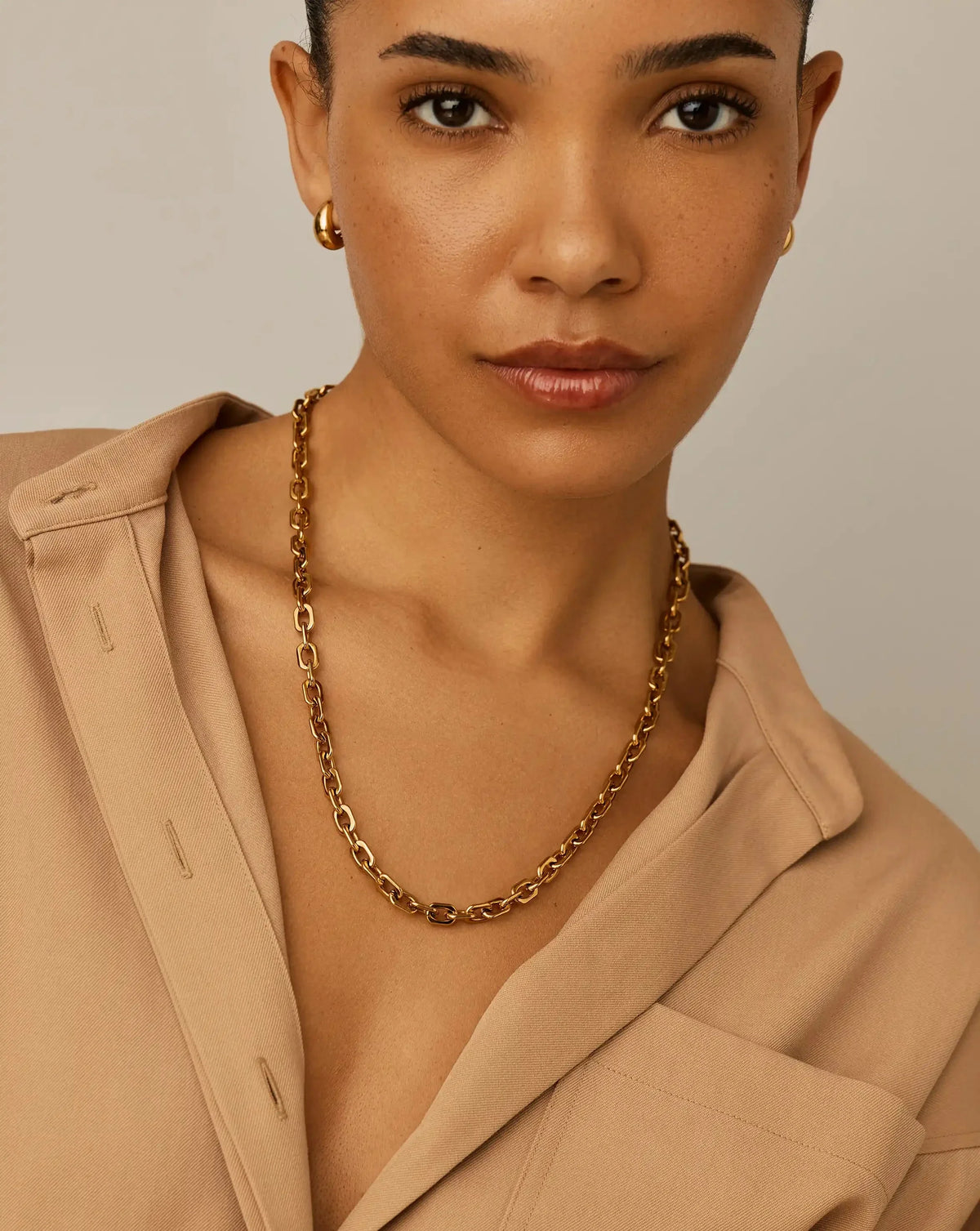 Square Paperclip Chain Necklace | 18ct Gold Plated