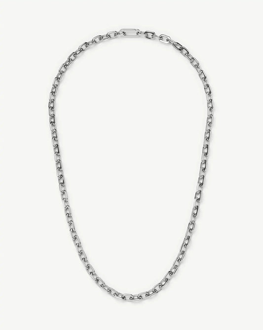 Square Paperclip Chain Necklace | Platinum Plated