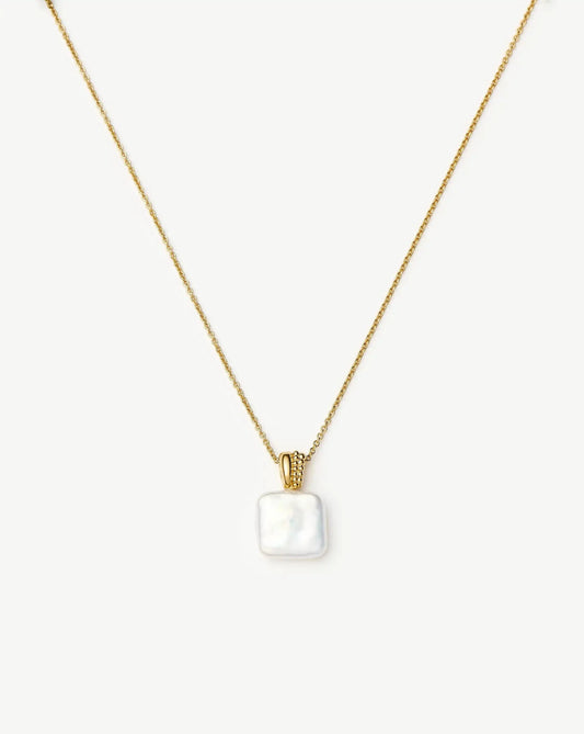 Square Pearl Baya Pendant Necklace | 18ct Gold Vermeil/Pearl