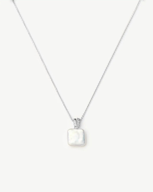Square Pearl Baya Pendant Necklace | Sterling Silver/Pearl