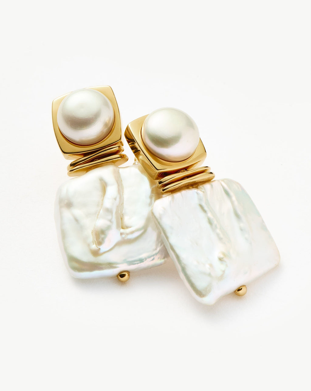 Square Pearl Statement Earrings | 18ct Gold Plated/Pearl
