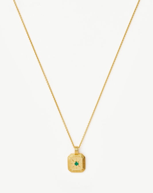 May Birthstone Pendant Necklace | 18ct Gold Vermeil/Green Onyx