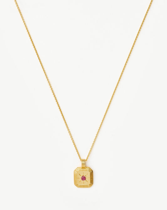 July Birthstone Pendant Necklace | 18ct Gold Vermeil/Glass Filled Ruby