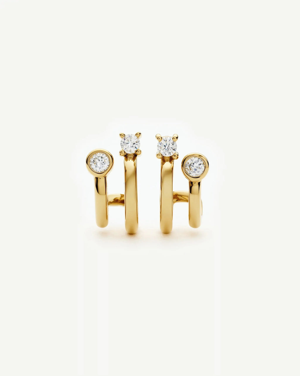 Stone Double Huggie Earrings | 18ct Gold Plated/Cubic Zirconia