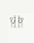 Stone Double Huggie Earrings | Silver Plated/Cubic Zirconia
