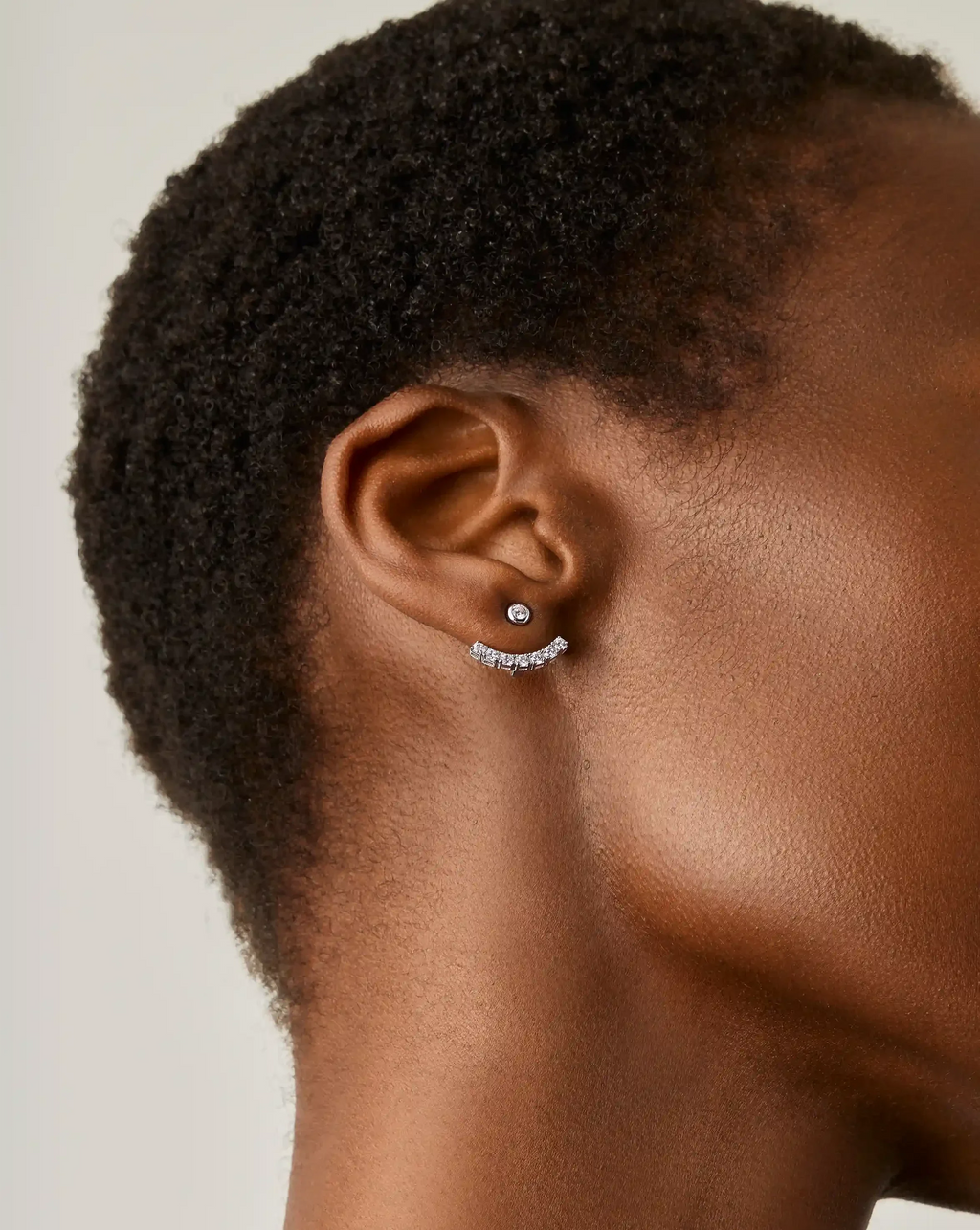 Tennis Ear Jacket Stud Earrings | Silver Plated/Cubic Zirconia
