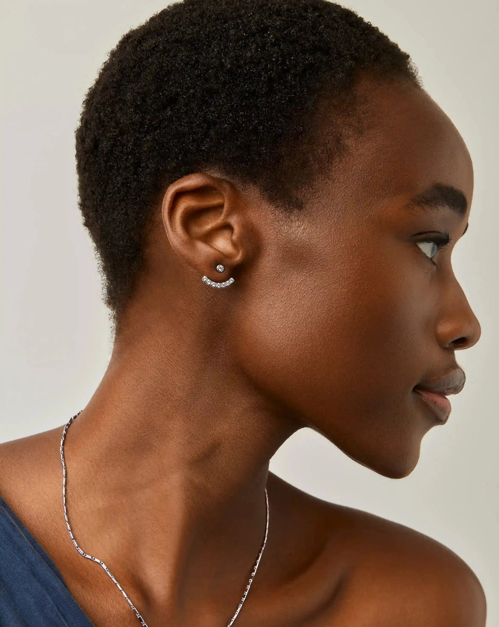 Tennis Ear Jacket Stud Earrings | Silver Plated/Cubic Zirconia