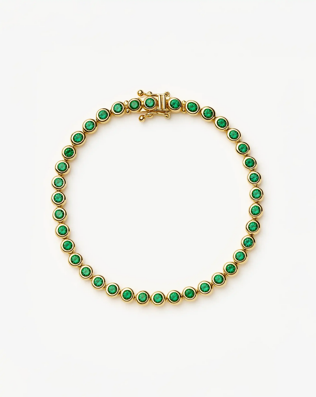 Tennis Round Bracelet | 18ct Gold Plated/Emerald Green Nano-crystal