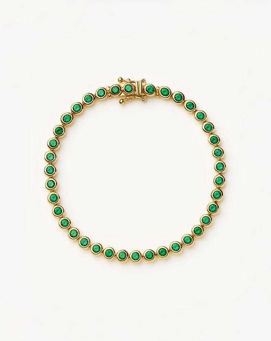 Tennis Round Bracelet | 18ct Gold Plated/Emerald Green Nano-crystal