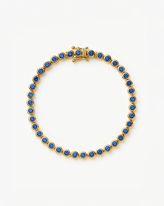 Tennis Round Bracelet | 18ct Gold Plated/Sapphire Blue Nano-crystal