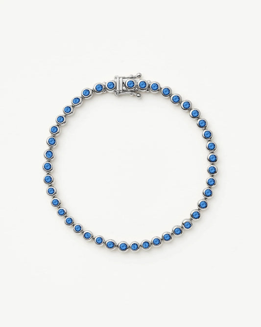 Tennis Round Bracelet | Silver Plated/Sapphire Blue Nano-crystal