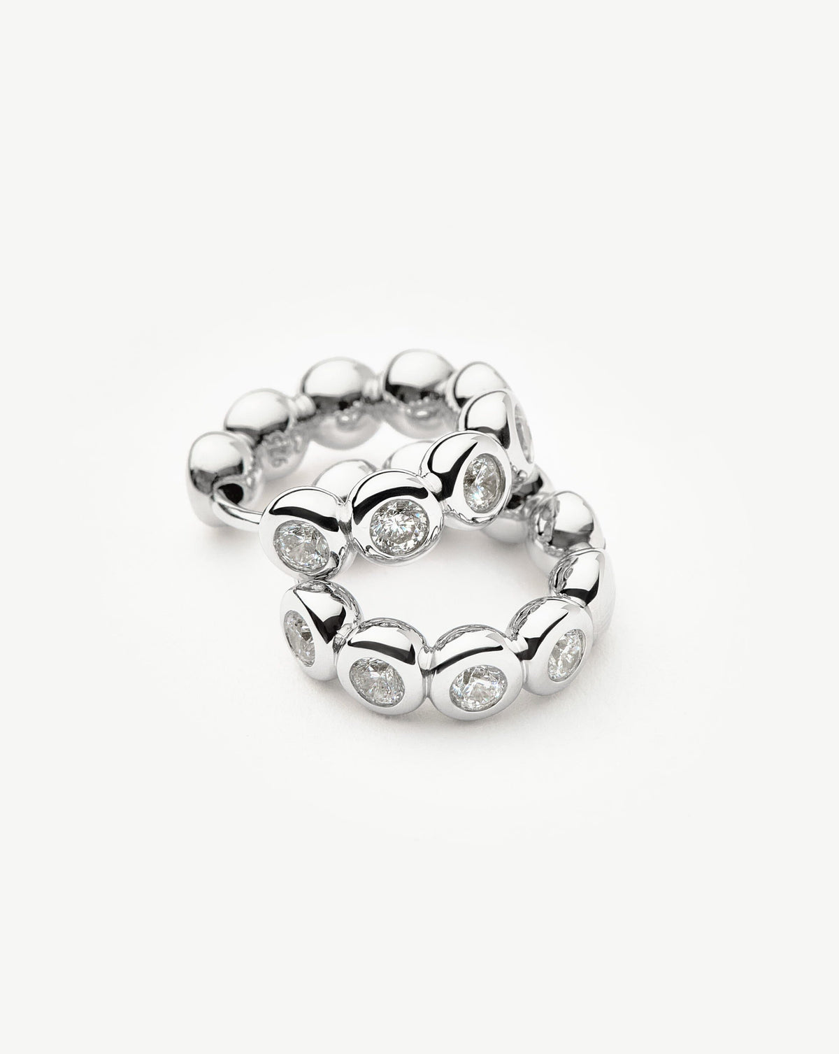 Tennis Small Hoop Earrings| Silver Plated Cubic Zirconia