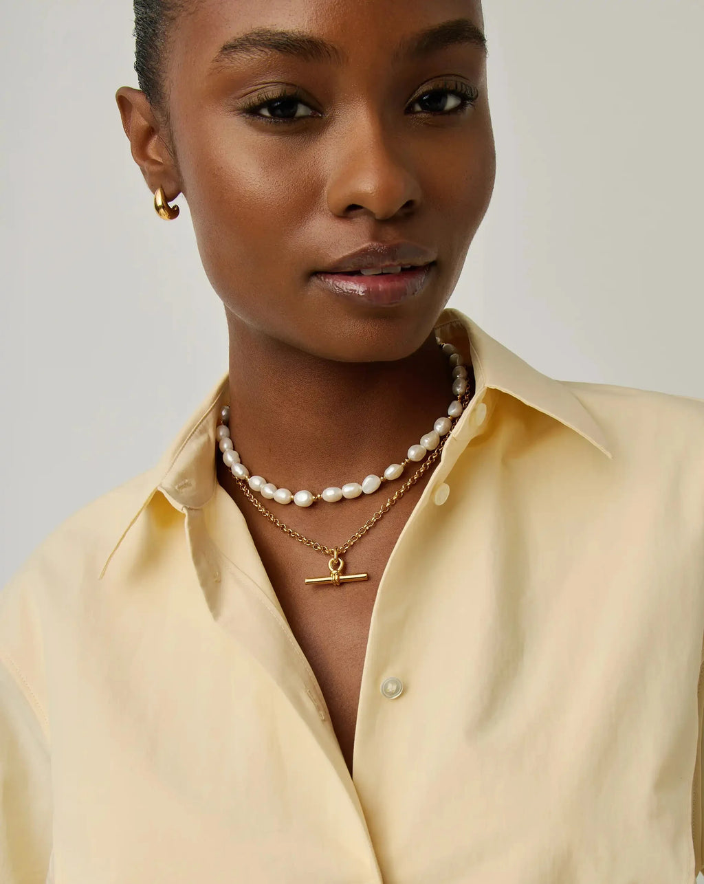 The Andy T-Bar Necklace Set | 18ct Gold Plated/Pearl