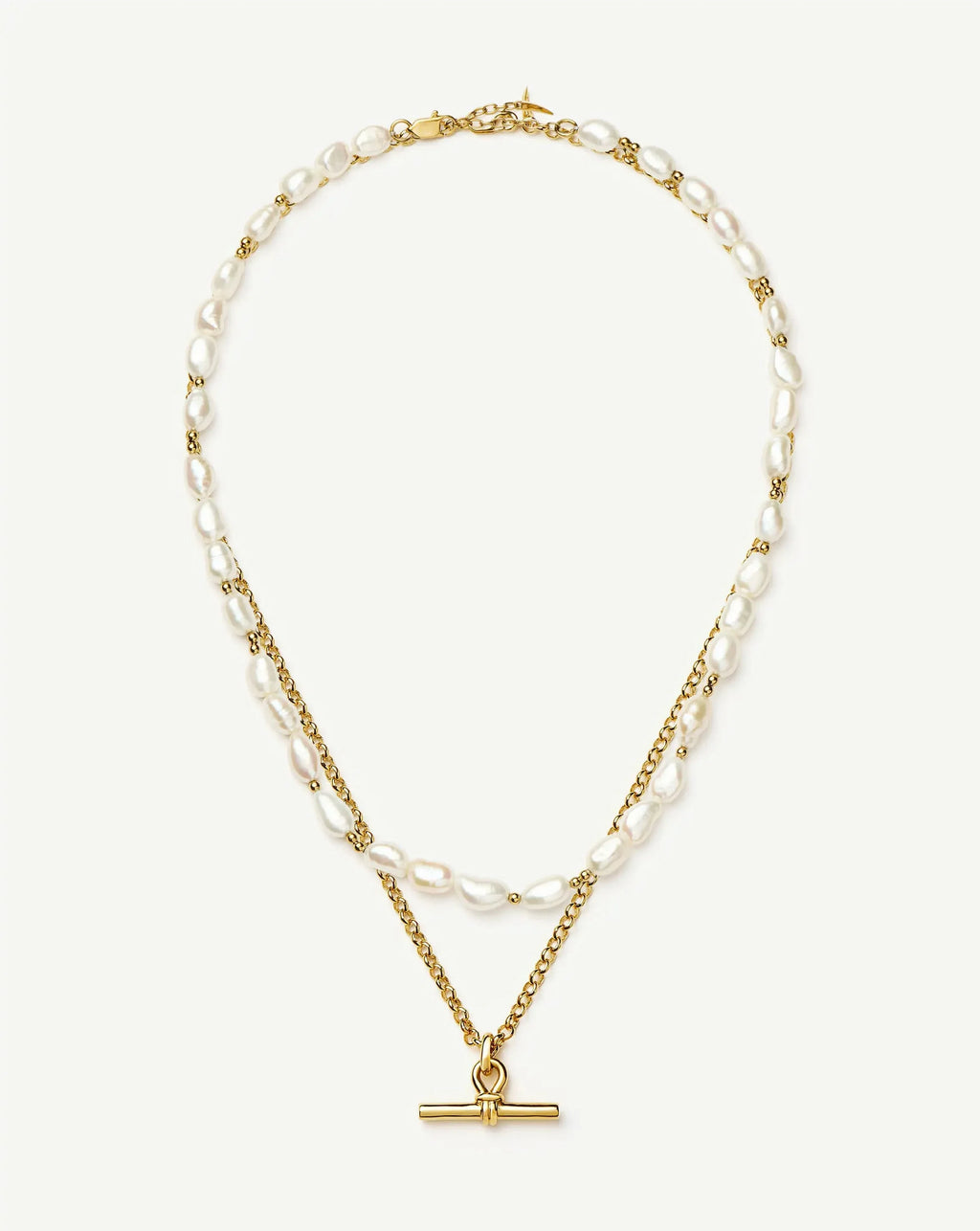 The Andy T-Bar Necklace Set | 18ct Gold Plated/Pearl