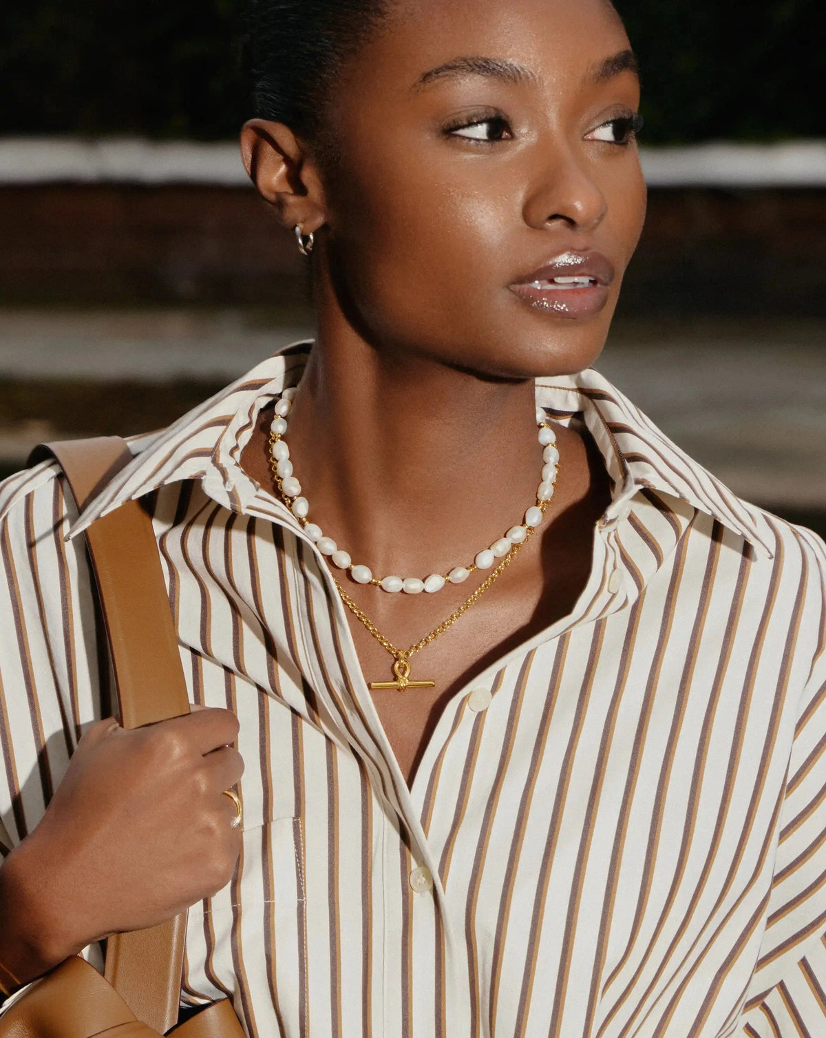 The Andy T-Bar Necklace Set | 18ct Gold Plated/Pearl
