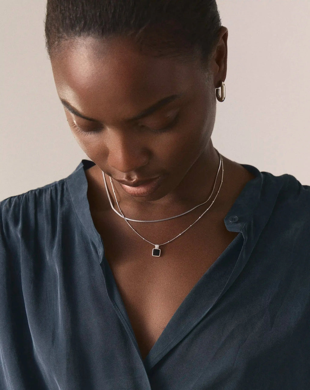 The Black Onyx Necklace Set | Sterling Silver, Silver Plated