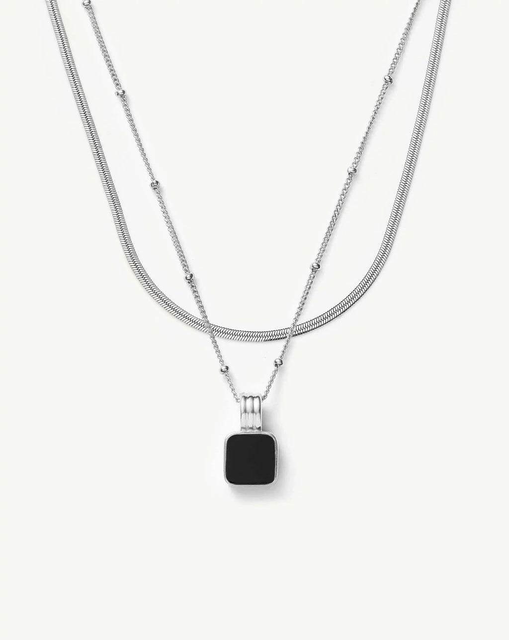 The Black Onyx Necklace Set | Sterling Silver, Silver Plated