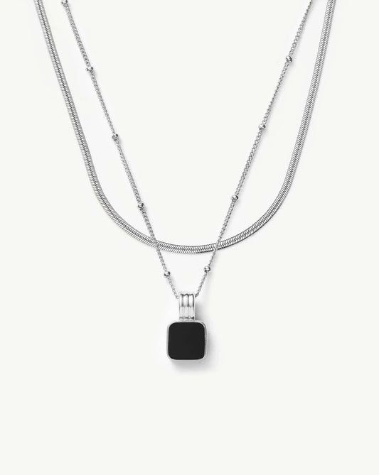 The Black Onyx Necklace Set | Sterling Silver, Silver Plated
