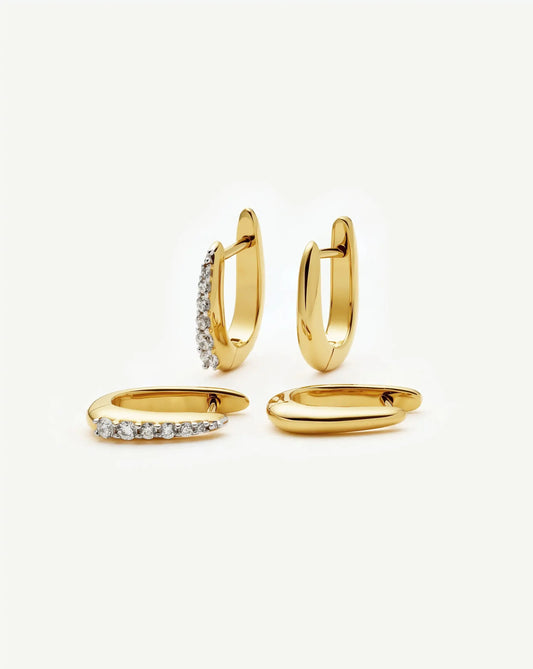 The Daily Huggie Set | Gold/Cubic Zirconia