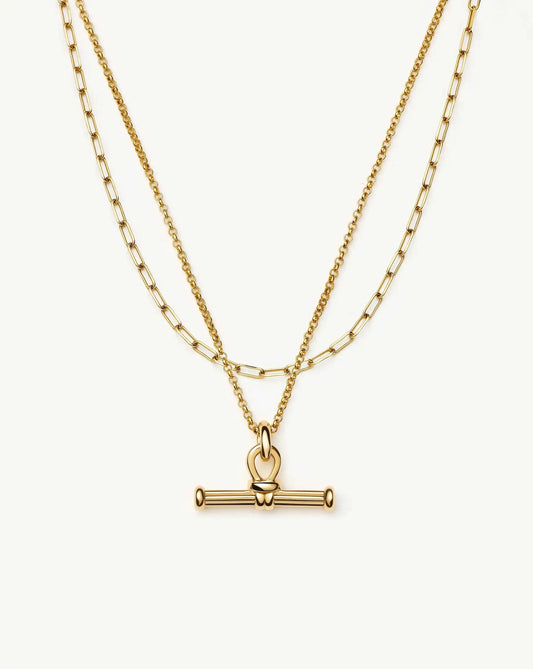 The Founder T-bar Necklace Set | 18ct Gold Plated