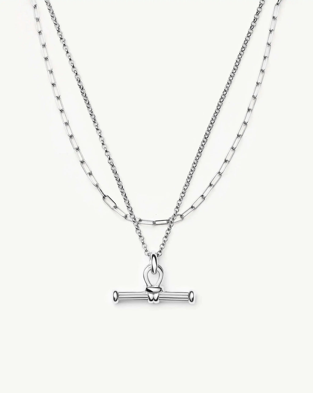 The Founder T-bar Necklace Set | Silver Plated