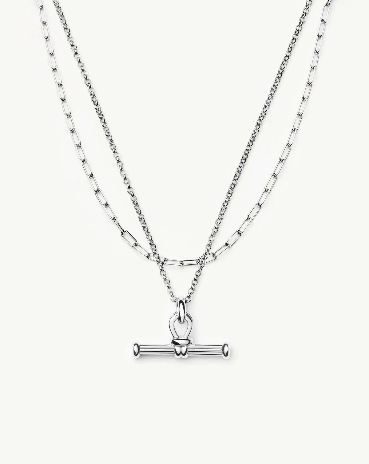 The Founder T-bar Necklace Set | Silver Plated
